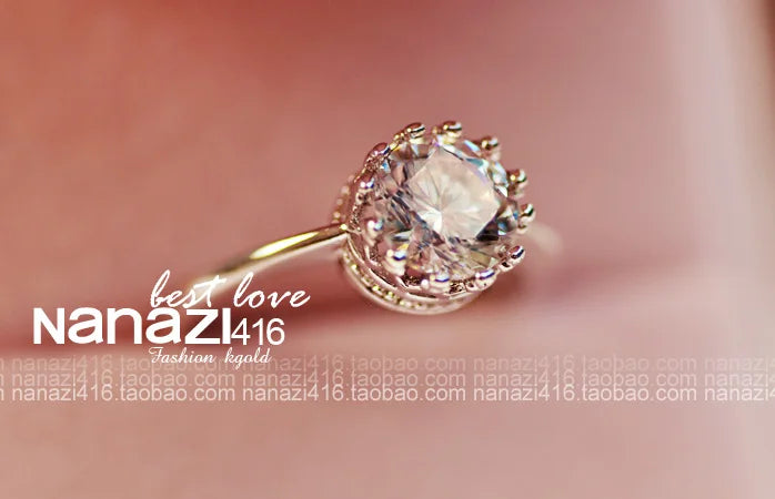 Statement Crown Promise ring 10K Gold Plated AAAAA cz Engagement Wedding Band Rings for women Bridal Party Jewelry