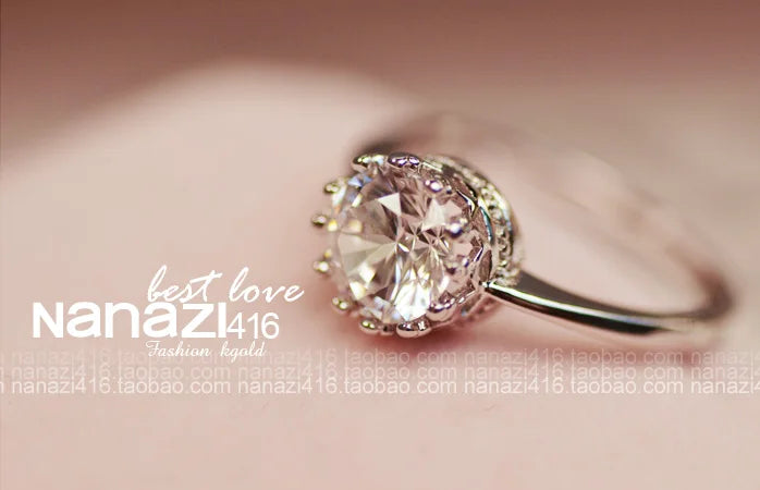 Statement Crown Promise ring 10K Gold Plated AAAAA cz Engagement Wedding Band Rings for women Bridal Party Jewelry