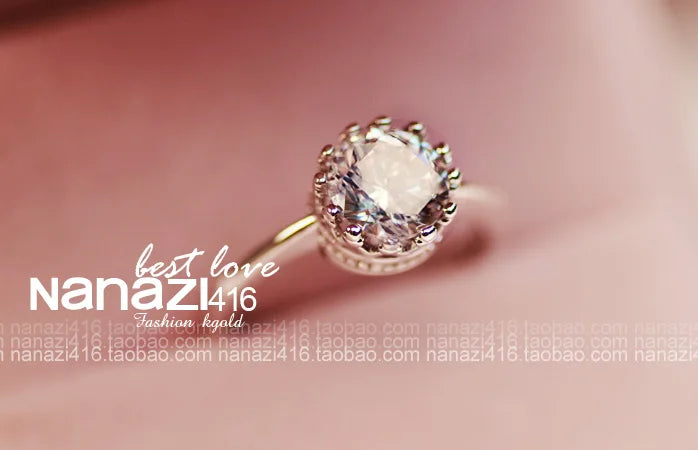 Statement Crown Promise ring 10K Gold Plated AAAAA cz Engagement Wedding Band Rings for women Bridal Party Jewelry